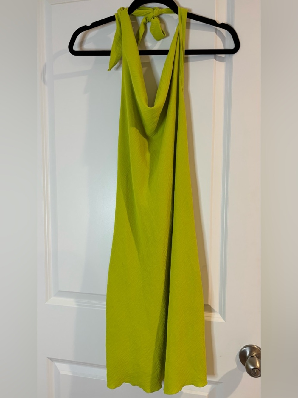 See You Monday Bright Lime Green Halter Dress